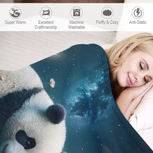 Couverture douce et moelleuse motif panda, plaid en flannel isolant et hypoallergénique - 4