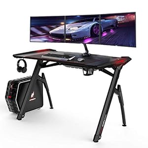 AuAg Gaming Schreibtisch, Gaming Tish mit LED, Schwerlast Arbeitstisch Gaming PC Computertisch Mit RGB Lichtern…