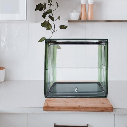 Caja de pan de doble capa SECFOU verde y transparente para cocina 7