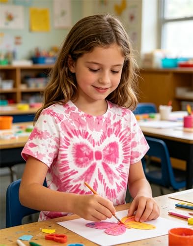 Image of SunFoucs Girls Kids Shirts Size 5-12 Tie Dye Casual Tshirt Short Sleeve Crewneck Tee Top | Short Sleeve Rainbow Tee Top