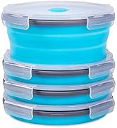 Collapsible Food Storage Containers with Airtight Lid & Vent, 40.5 oz, Kitchen Stacking Silicone ...