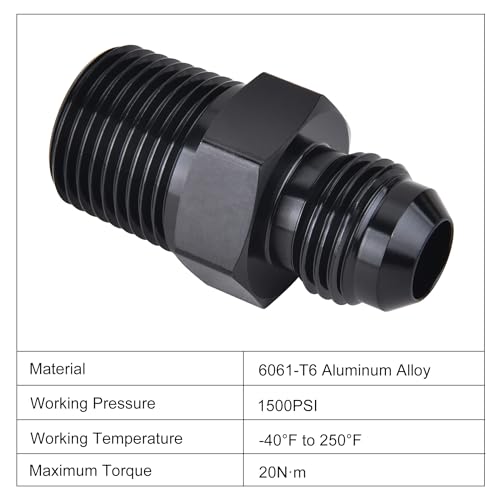 EVIL ENERGY 6AN Male Flare to 3/8" NPT Pipe Fitting Adapter Aluminum Straight Black 2PCS - Image 4