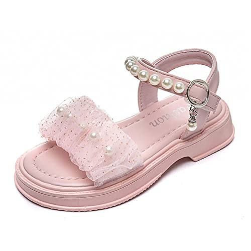 Girls Glitter Fashion Sandals Open Toe Cute Pearls Flower Soft Princess Flats Dress Sandals Summer Shoes Toddler/Little Kid/Big Kid - Main Image