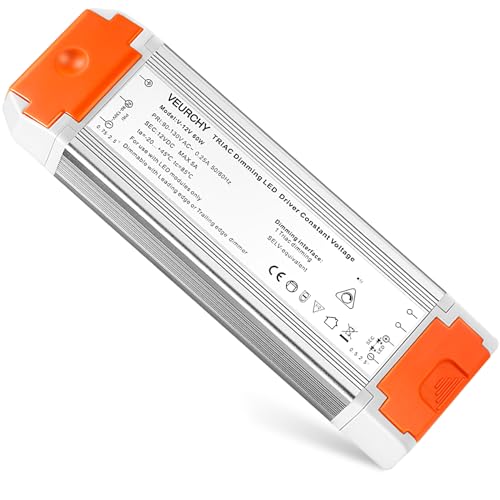 Image of 60W 12V Dimmable LED Driver, Triac Transformer 60 watt AC 120V to DC 12V Compatible with Lutron Dimmer Switches, 12 Volt Led Dimmer Power Supply for Cabinet Strip Light Model Vec2 (Simplified Pack)