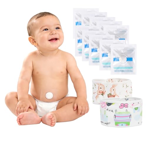 SUYIEYING Baby Belly Navel Patches(10 Pieces) Waterproof Belly Button Shaper with Cotton Pad Bonus 2 Baby Belly Button BandComfortable Newborn Belly Band for Infant Navel Care
