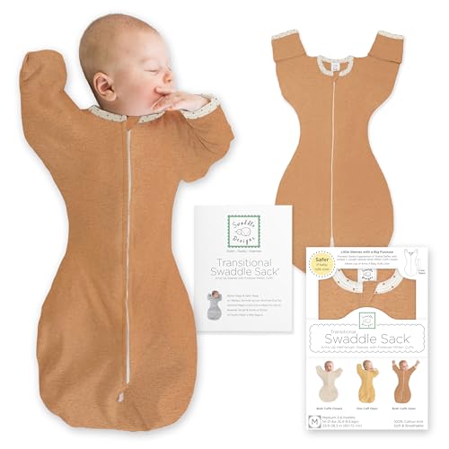 Image of SwaddleDesigns Swaddle Sack with Arms Up Half-Length Sleeves and Mitten Cuffs,