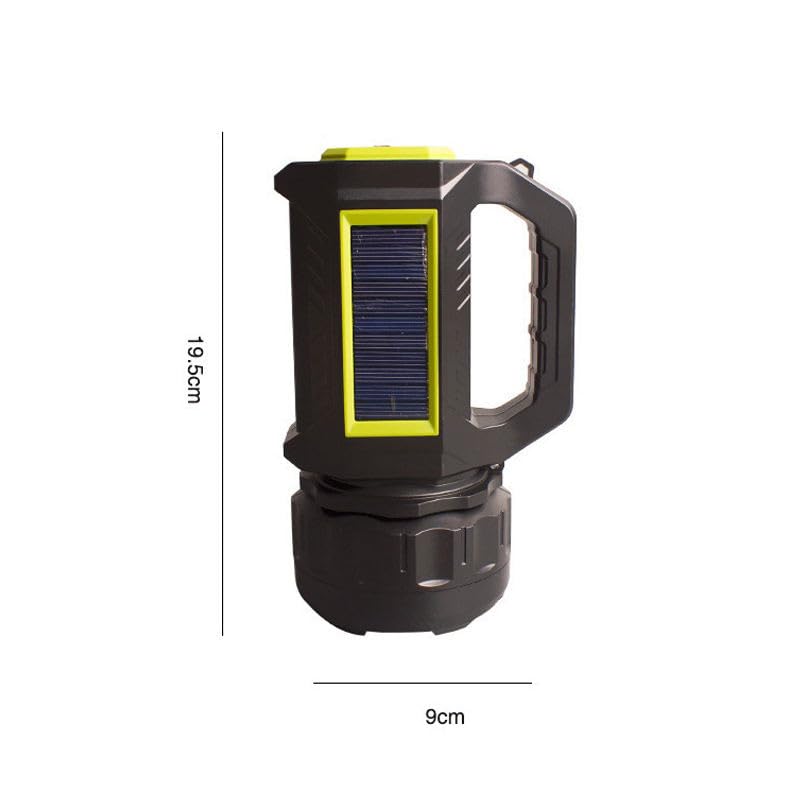 Image of Visione Arc Heavy Duty Rechargeable LED Torch Light - Long Distance High Range Searchlight with Side COB Emergency Lantern, Solar Charging Panel and Built-in Top Handle for Farming, Home & Camping