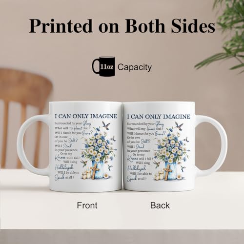 Taza cerámica blanca de 11 oz con diseño doble miniatura 3