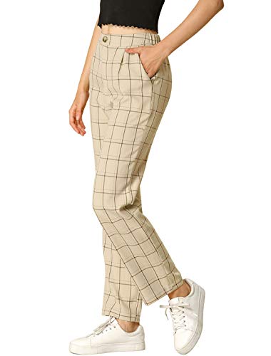 Allegra k women's plaid pants elastic waist casual work office lo…