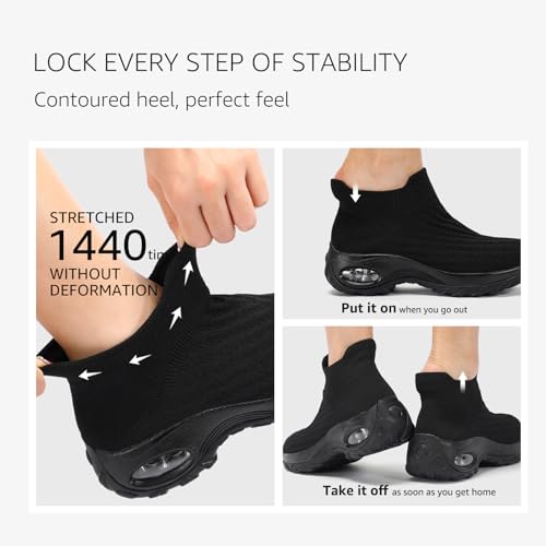 Image of HKR Women Walking Shoes Cushioned Slip On Sneakers