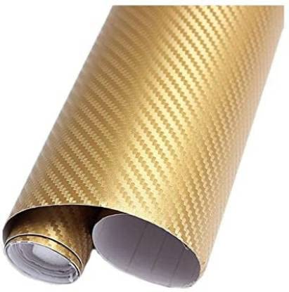 Image of WISDOM 3D Golden Carbon Fiber Vinyl Wrap Adhesive Sheet Roll Vinyl Sticker Tape for Cars Auto and Motorcycle DIY, Decoration Crafts (24 inch x 360)