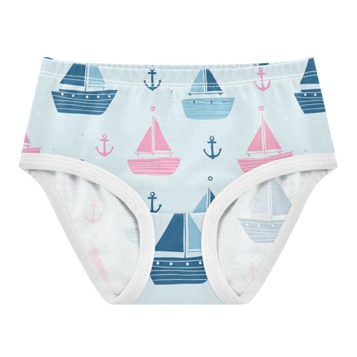 Wusikd Cute Pink Blue Girls' Underwear Cotton Boats Anchor Girls Briefs Soft Toddler Underwear 2T