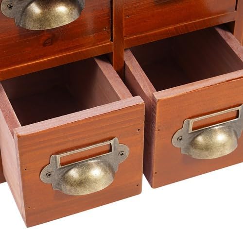 Tabletop Drawer Organizer Storage Cabinet With 14 Drawers For Tea Bags, Medicine, Vintage Apothecary Chests Cabinets Rustic Herb Storage Box with Drawers Wooden Desk Drawer Organizer