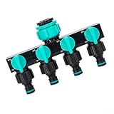 Répartiteur de tuyau d'arrosage à 4 voies avec vannes d'arrêt individuelles, connecteur de distribution d'eau de robinet extérieur à connexion rapide pour tuyaux de 2 3/4", adaptateur de raccord