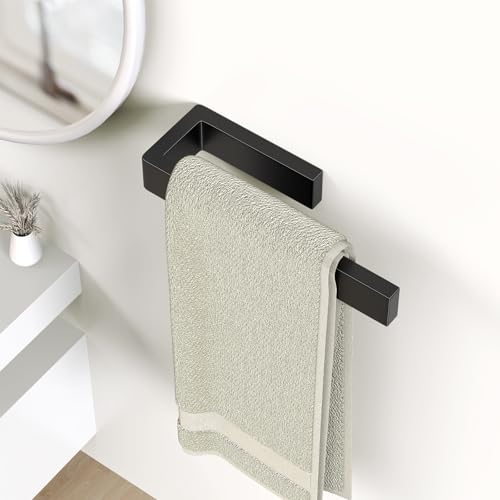 Image of HUFEEOH Hand Towel Holder, Stainless Steel Bathroom Towel Holder Towel Bar, Matte Black Dish Towel Hanger Wall Mount Kitchen Towel Rack Heavy Duty Hand Towel Racks for Bathroom