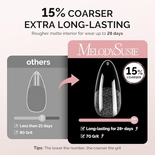Image of MelodySusie Medium Almond X Nail Tips - 300Pcs 15 Sizes Clear Acrylic, Half Matte Full Cover Press on Nails for DIY Extension&Salon Use,Pre-Shaped for Long-Lasting Manicure