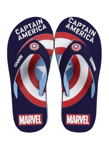 Image of Kidsville Official Marvel Comics Captain America Printed Boys Blue Flip-Flop | Soft, Non-Slip, Indoor, Outdoor, House Slipper, Comfortable & Durable Footwear for Children