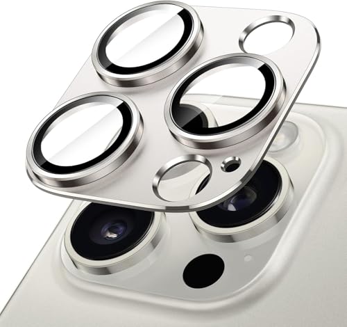 Image of Tempered Glass Camera Lens Protector for iPhone 16 Pro /iPhone 16 Pro Max - Alloy Metal Cover with Tempered Glass - Scratch Resistant, Easy Installation (Grey)