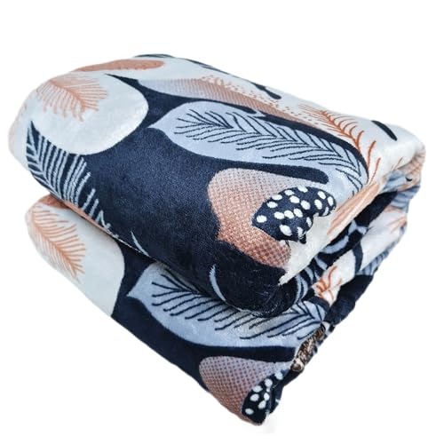 Image of Winter Woolen Premium Flannel Velvet Warm Duvet Cover Quilt Cover | Rajai Cover | Blanket Cover | Comforter Cover Single Size 60x100 inches Woollen (Brown Rust Gray Leaf, Single Bed)