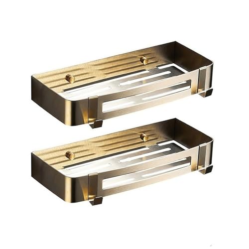 Étagère de douche inox rangement salle de bain sans perçage or - 2