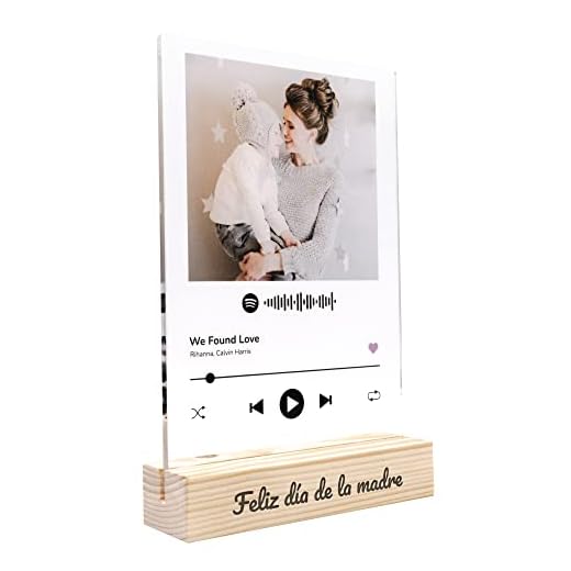 Pulpoint. Placa Spotify Personalizada. Foto Personalizada. Fabricado en Metacrilato con Código Escaneable. Regalo Novios, Novia, Pareja, Día de la Madre, Regalo Aniversario. (Con base de madera)