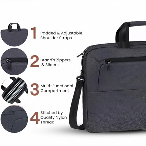 Image of RIVACASE Suzuka ECO Laptop Bag Water Resistant ECO FRIENDLY RPET Polyester Fabric fits most popular Macbook Laptops Ultrabooks 15.6 inches Computer Bag for Women /Men /Travel /Business Style Briefcase