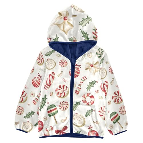 Christmas Candy Girls Fleece Jacket Girls Fall Jacket Girls Zip Up Hoodie Girls Sherpa Jacket 2-10T