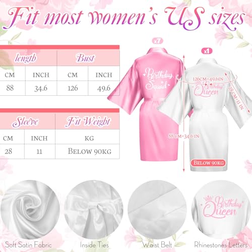 Image of Coume 48 Pcs Women Birthday Robe Birthday Queen Squad Robe Sunglasses Scrunchie Headbands Comb Bag for Spa Party