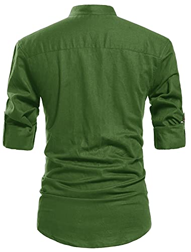 image for NITAGUT Men Henley Neck Long Sleeve Daily Look Linen Shirts Casual Bea