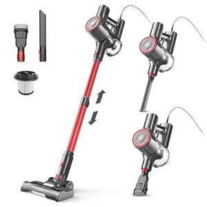 Staubsauger, 6-in-1 Stielstaubsauger & Handstaubsauger mit 6M Kabel, 23Kpa stark Saugkraft, 600W Motor, freistehender Staubsauger Beutellos Vacuum Cleaner für Harte Böden Teppich, klein leicht leiser