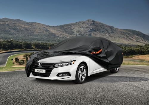 Image of kayme 7 Layers Car Cover Custom Fit for Honda Accord Sedan /Coupe (2001-2025) Waterproof All Weather for Automobiles, Outdoor Full Cover Rain Sun UV Protection with Zipper Cotton /Black