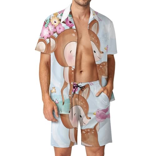 Chemise Hawaïenne Homme Ensemble Short Pantalon Plage Vêtement Été Imprimé Animal S