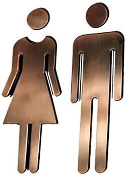 Z-COLOR Modern Acrylic Bathroom Sign Decor Adhesive Foil Backed Men's and Women's Unisex (Bronze)