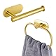 Selbstklebender Toilettenpapierhalter/Handtuchring, Eolax Bohrfreier Badezimmer-Hardware-Zubehör, Klebende Edelstahl-Toilettenpapierhalter und Handtuchhalter, Wandmontage, Gold 2 Stück