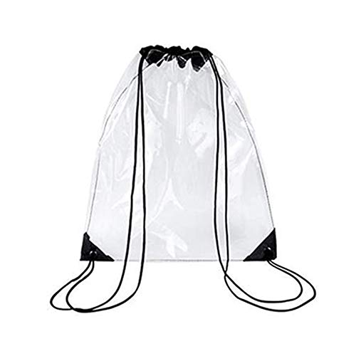 Auony Mochila transparente com cordão, aprovada pela segurança do estádio, impermeável, bolsa de cordão transparente para estádio, shows, esportes, viagens, Transparente., 13'' x 15'', Viajar