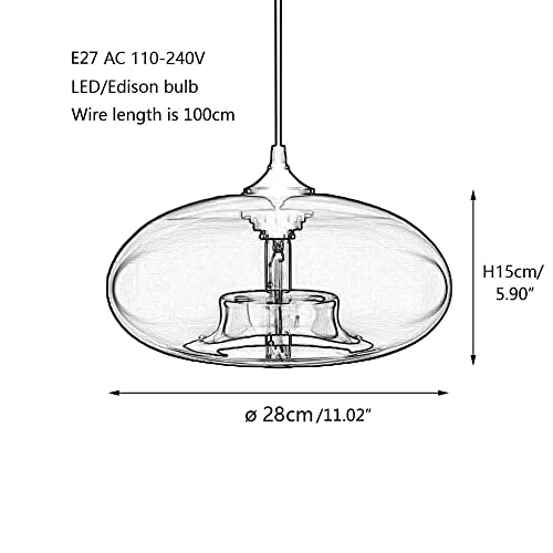 Lustre pendentif en verre transparent soufflé style loft rétro vintage - 4