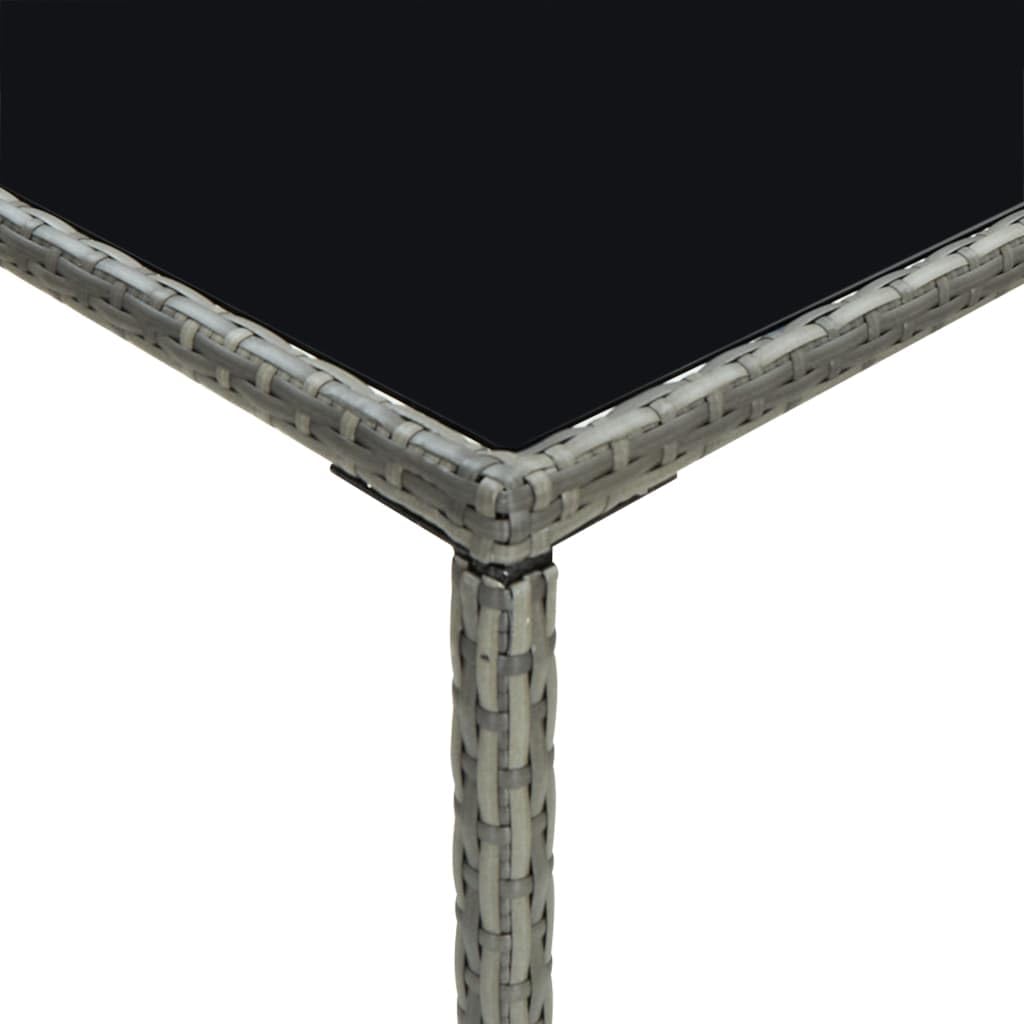 Tavolo da Bar da Giardino Grigio 70x70x110 cm Polyrattan Vetro,Tavolo da Bar da Giardino in Polyrattan, Resistente Alle Intemperie, per Esterni e Interni Tavolini da Caffé