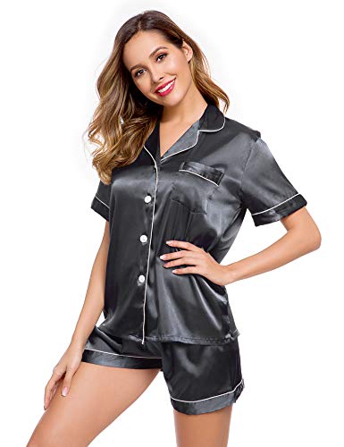 Image of LecGee Pajamas Set Short Sleeve Sleepwear Womens Button Down Nightwear Soft Pj Lounge Sets