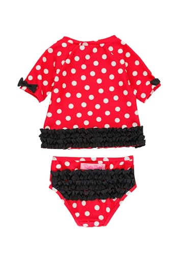 RuffleButts Girls UPF50+ Sun Protected Short Sleeve Rash Guard Bikini2