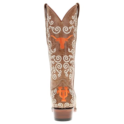 Vaccari Women's Claire Genuine Leather NCAA League & Scroll Embroidery Snip Toe Cowgirl Boots4