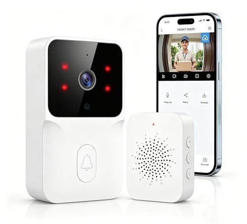 Générique Sonnette sans Fil Extérieure Étanche,Sonnette Vidéo sans Fil avec Caméra,1080P Surveillance WiFi de Vision Nocturne HD,Audio Bidirectionnel,...