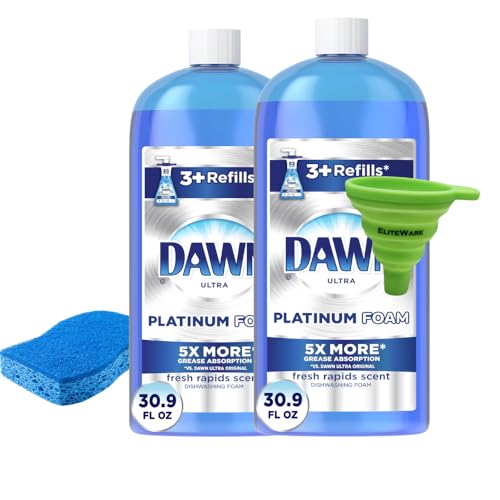 Image of Dish Sponge with one Collapsible Funnel and Dawn Ultra Platinum Foam Dish Soap - 30.9 oz Refill, Fresh Rapids Scent (2 Bottles)
