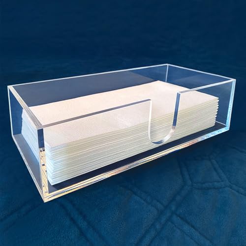 Sicily Acrylic Napkin Holder (5mm) Multifold Paper Towel Dispenser (9.87”W x 4.75”D x 2.75”H) Hand Towel Holder for Bathroom and Kitchen Countertop by Sicily - Used condition - US$15.04