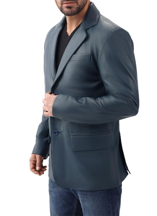 Blazer en cuir pour homme veste décontractée en agneau véritable