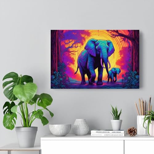 Toile murale abstraite éléphant coloré DEBAOKA cadre moderne 60x90cm