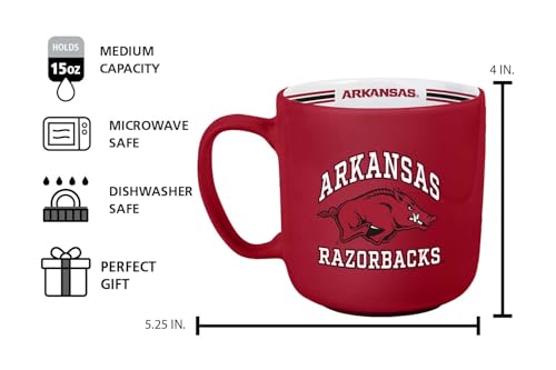 Image of Logo Brands NCAA Arkansas Razorbacks 15 oz Stripe Coffee Mug - Vintage Team Logo, Inside Print & Stripes, Microwave & Dishwasher Safe- Great Gift For Fans & Alumni