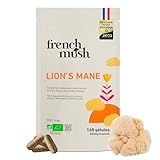 French Mush Crinière de Lion Bio Grand Format - 168 Gélules Vegan - Cerveau, Concentration, Bien-Être Mental - 1 à 2 Gélules par Jour - Testé en Laboratoire - Fabriqué en France