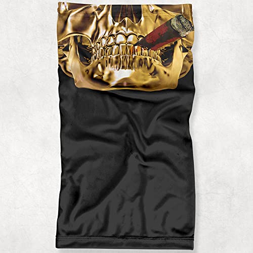 Máscara Bandana Caveira Dourada Charuto Proteção Ciclismo