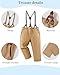 DISAUR Boy Dress Outfit Gentleman Wedding Outfits Beige Dress Shirt With Bowtie/Suspender Pants for Family Gatherings 8-9 Years