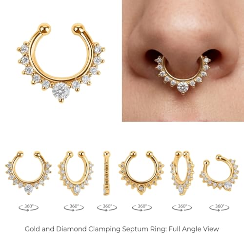 Image of RUVEE Nose & Ear Clip Titanium Plated Pin Non Pierced Just Press for Women & Girls Septum Ring
